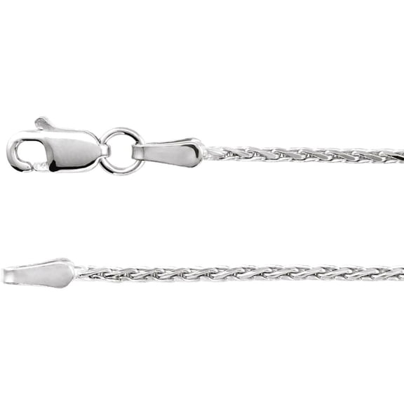 925 Sterling Silver Rhodium Plated 1.5mm Sparkle-Cut Wheat 24 Inch Chain Necklace Chain Necklace for Women and Men