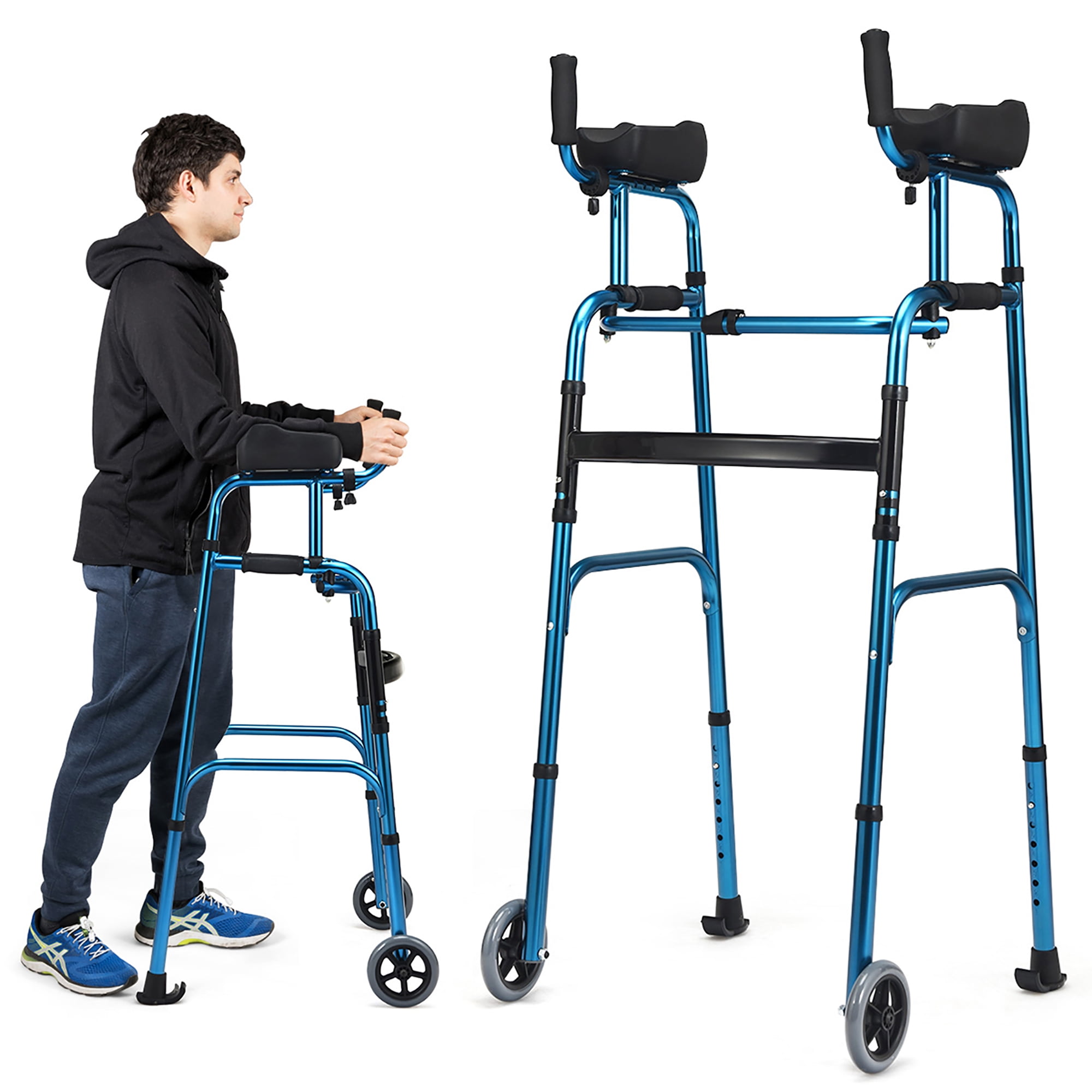 folding walking frame with wheels