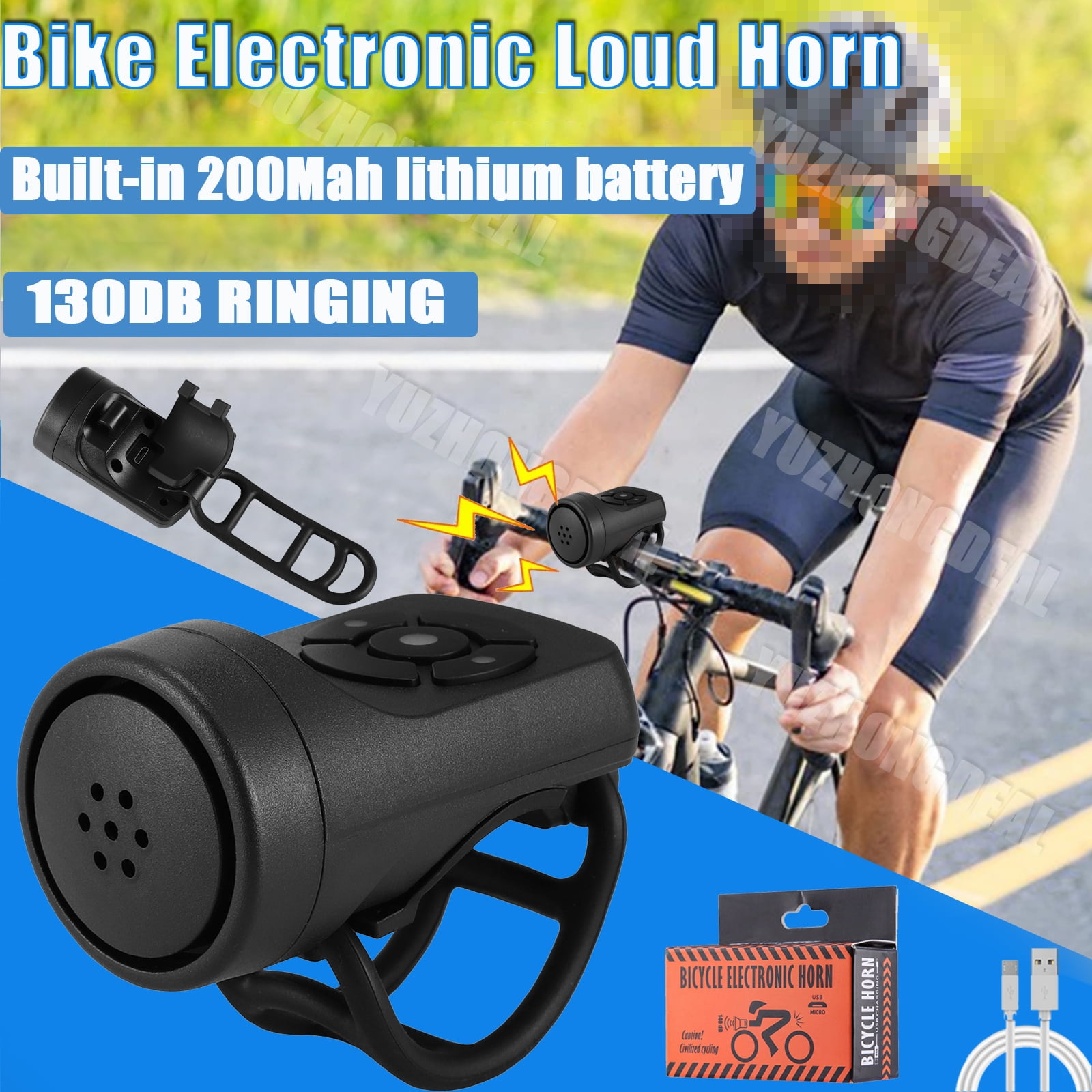 USB Charging Bicycle Horn Super Loud Bells Mountain Bike Electric