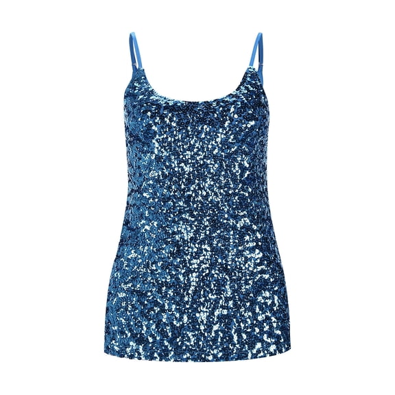 Women's Slim Fit Sequin Sexy Tank Top Base Layer Shiny Glitter Casual Comfortable Stretchy Fashionable Summer Wear