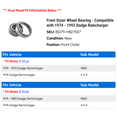 thumbnail image 2 of Front Outer Wheel Bearing - Compatible with 1974 - 1993 Dodge Ramcharger 1975 1976 1977 1978 1979 1980 1981 1982 1983 1984 1985 1986 1987 1988 1989 1990 1991 1992, 2 of 2