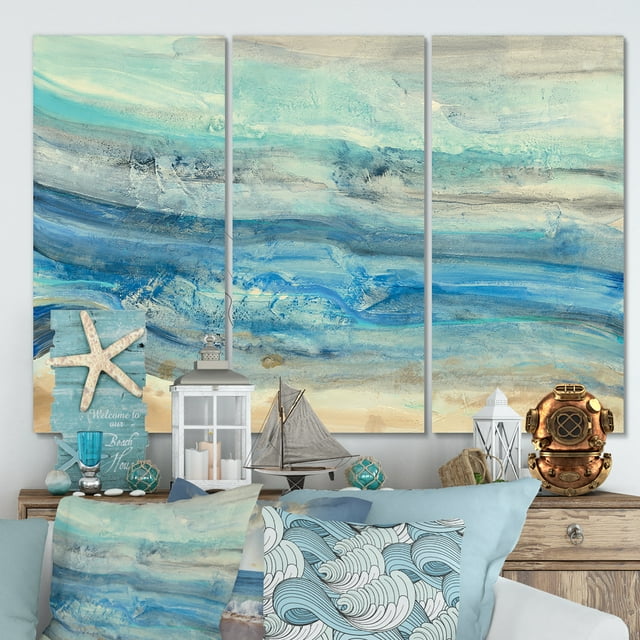 Designart - Vagues Minérales Océaniques - Art sur Toile de Plage