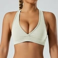 thumbnail image 2 of SwiftWear Sports Bra for Women Push Up Sports Bras Stretch Strappy Seamlesss Workout Top Padded Deep V-Neck Triangle Bralettes with Support Gym Bras White ,S-XL, 2 of 7