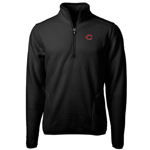 Men's Cutter & Buck Black Cincinnati Reds Big & Tall Cascade Eco Sherpa Fleece Quarter-Zip Pullover Jacket