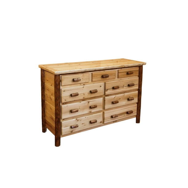 Furniture Barn Usa Rustic Two Tone White Cedar Log 9 Drawer Dresser Walmart Com Walmart Com