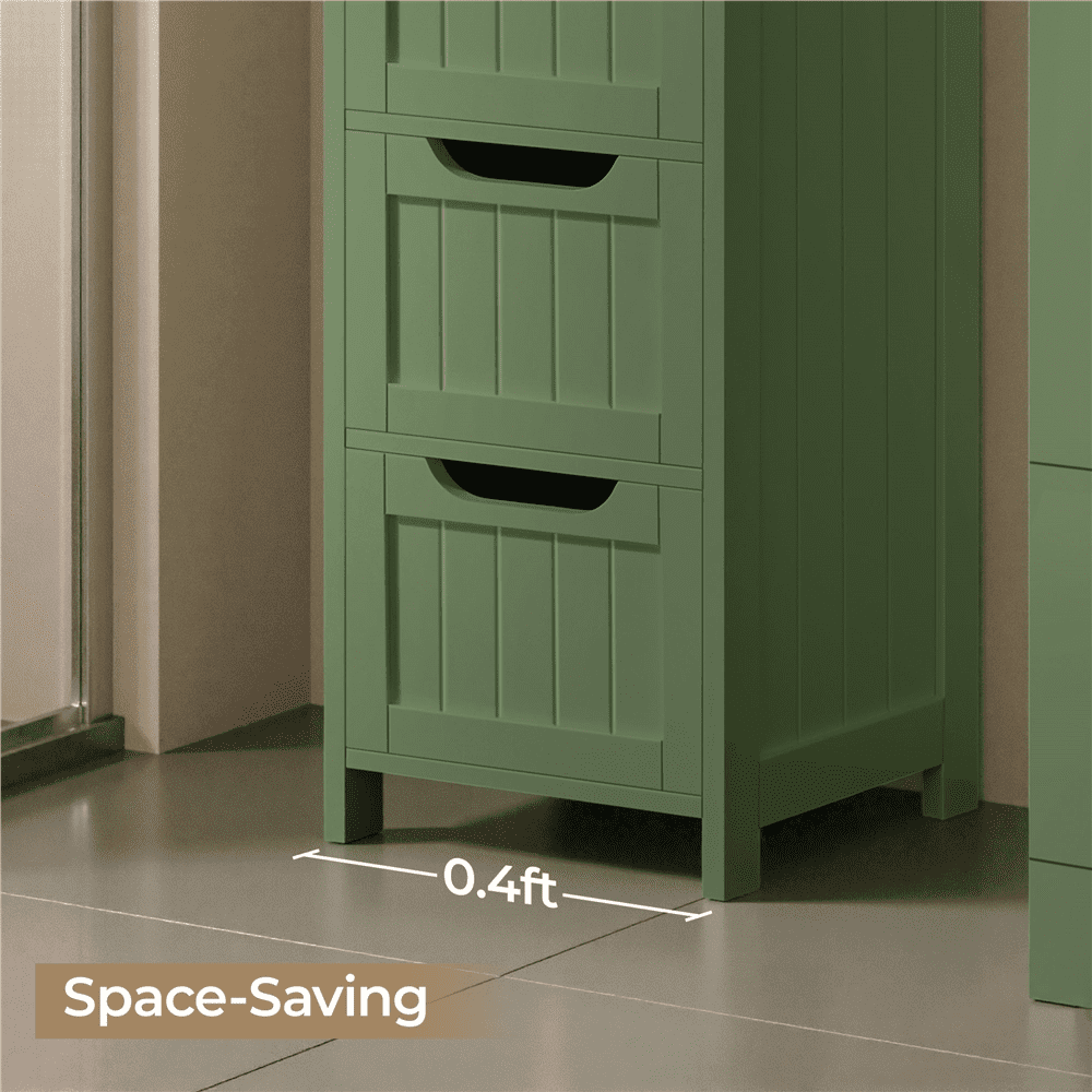 Renwick Slim Bathroom Floor Cabinet with 4 Drawers, Green