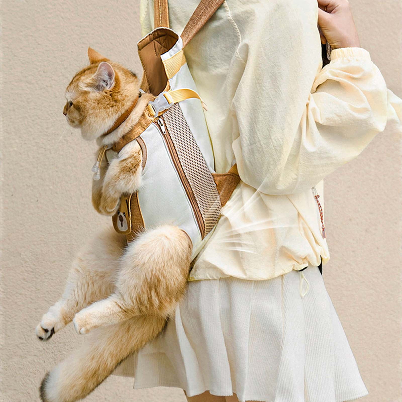 Luxury Cat Travel Backpack Cute Bear Decor Breathable Puppy Backpack Daily Outdoor Small Dog Accessories