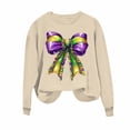 thumbnail image 6 of Sexlip Womens Long Sleeve Sweatshirt Decorative Bow Print Design Soft Fabric Relaxed Silhouette for Evening Occasions Yellow XS, 6 of 6