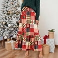 thumbnail image 2 of Wutalume Women's Vintage Plaid Ruffled Maxi Skirt, High Waist Pleated Design, Flowy A-Line Skirt for Casual Outings and Travel,Hot Pink L, 2 of 6
