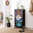 thumbnail image 6 of Stained Glass Dresser for Bedroom with 4 Storage Drawers Landscape Cherry Blossom Trees Sun Dressers Chest of Drawers Steel Framed Fabric Closet Organizers for Nursery Entryway, 6 of 8