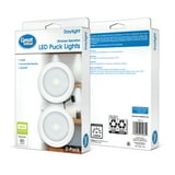 Great Value Wireless Frosted LED Puck Lights 2 Pack Tap On/Off Closet ...