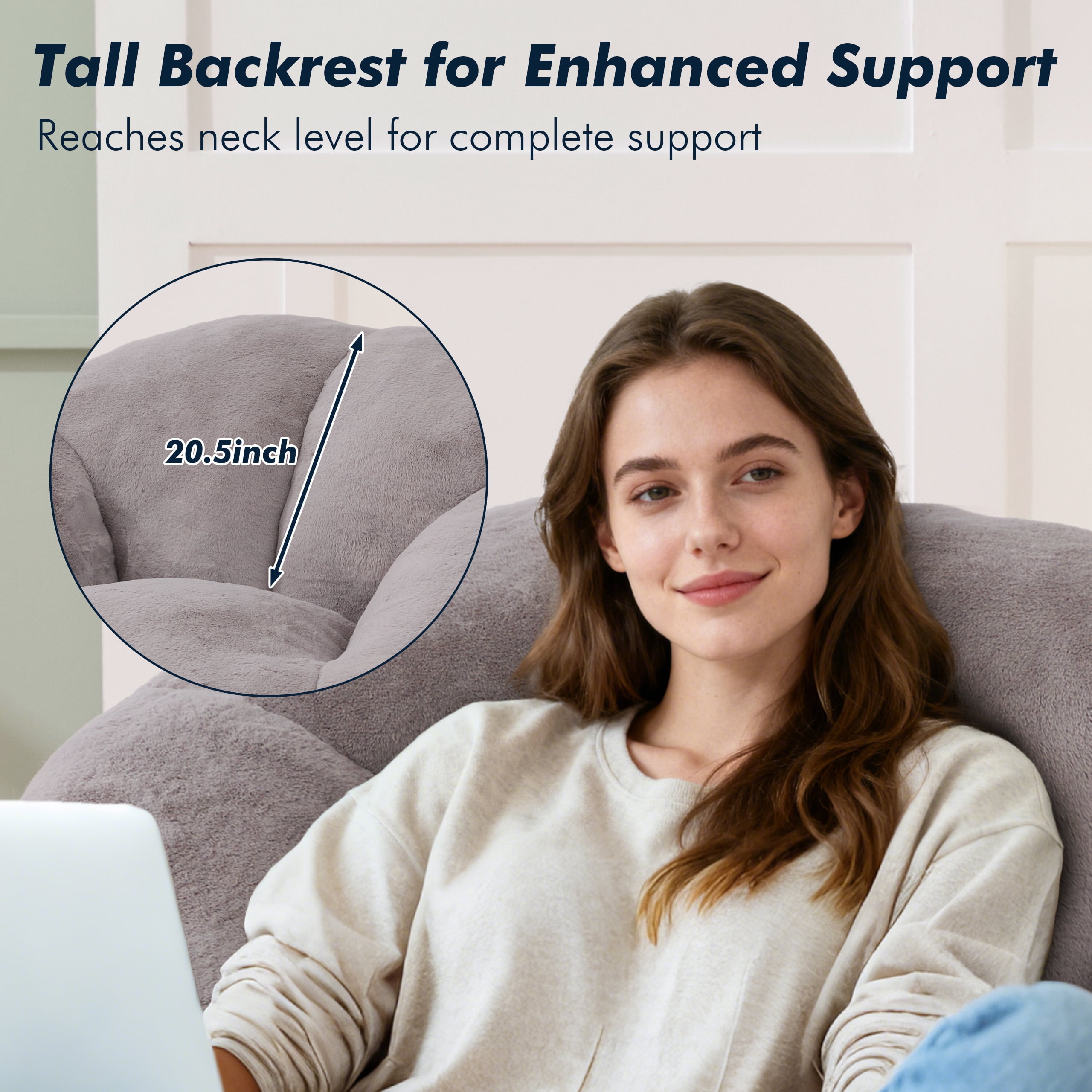 Homefun Bean Bag Chair Lazy Sofa for Adults Teens,Shell Shaped Comfy Sofa with Armrests for Bedroom Living Room,Gaming Reading