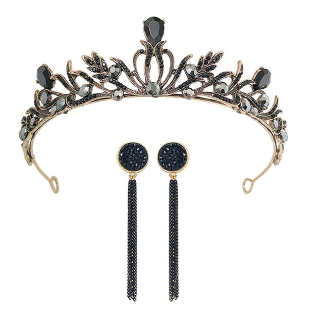CIMAXIC Boucles d'Oreilles Rétro de Mariage Couronne de Mariée Baroque Anniversaire Robe de Mariée Bandeau, 5.91"X5.91"X1.57 Pouces