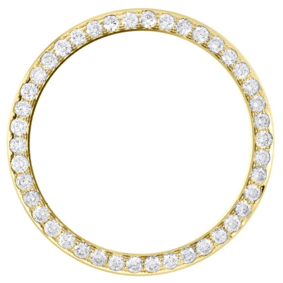 14K Yellow Gold Rolex DateJust 36 Bead Set Diamond Bezel Fits 36mm Watch 2.10 CT