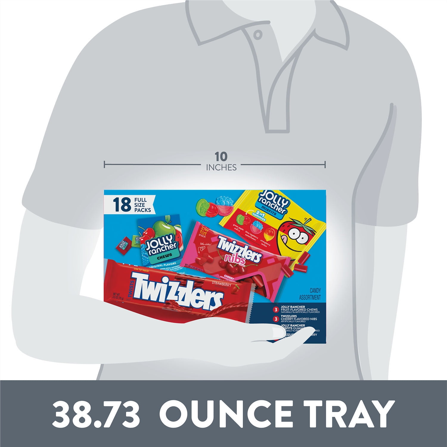 (2 pack) Jolly Rancher and Twizzlers Fruit Flavored Candy, Variety Box 38.73 oz, 18 Count