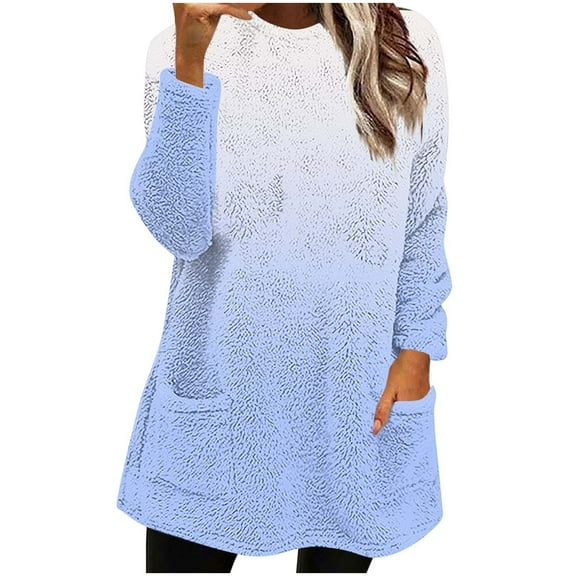 Abomasnow Womens Fleece Lined Sweatshirts Comfort Long Sleeve Crewneck Warm Sherpa Fuzzy Sweaters Fall Winter Thermal Oversized Tops