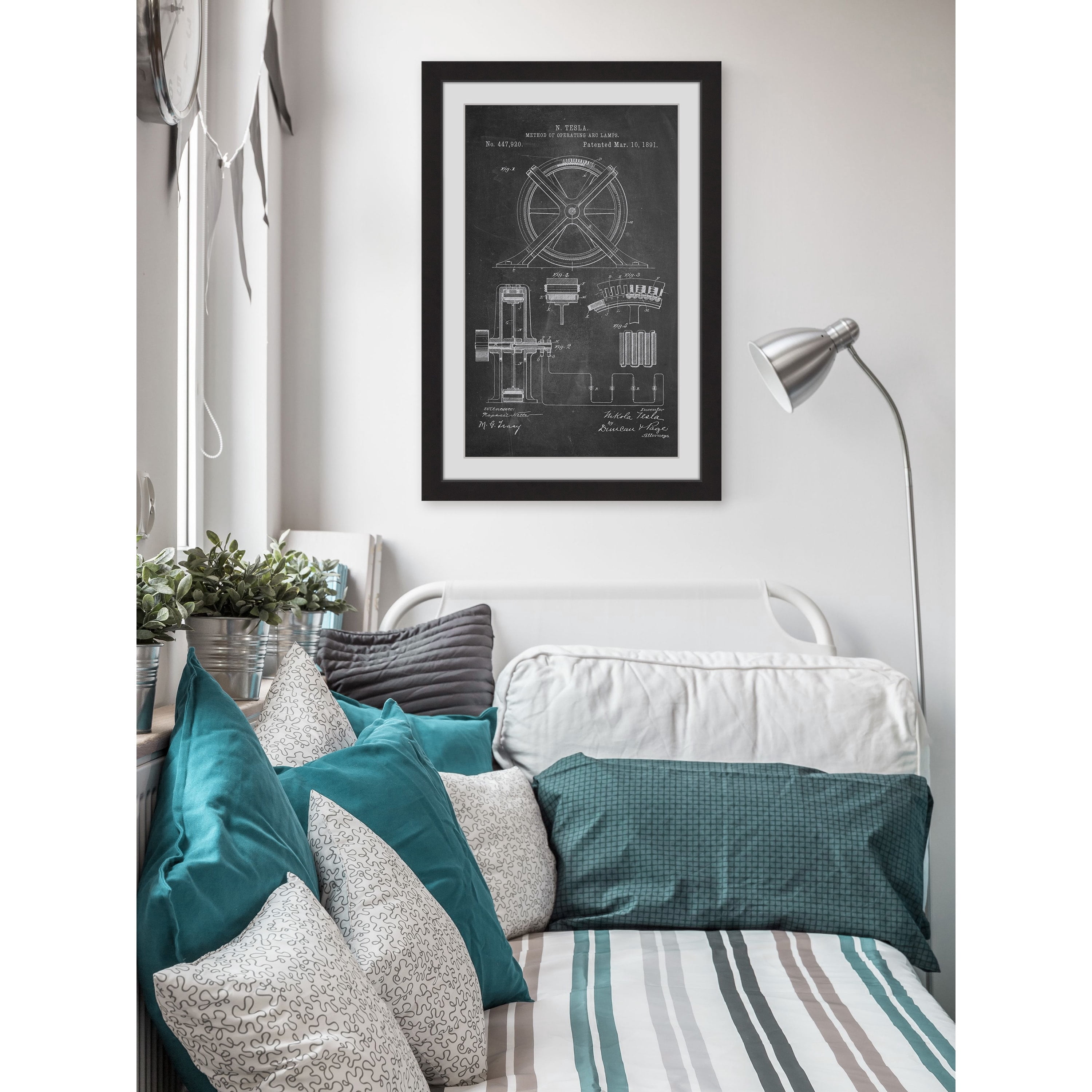 "Tesla Arc Lamp 1891 Chalk" Framed Painting Print