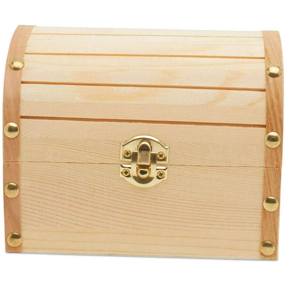 Unfinished Wooden Treasure Chest Box Crafts for Party 6” x 41/2” Pack