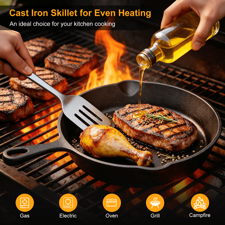 TAIMASI 8-Inch Pre-Seasoned Cast Iron Skillet photo 4