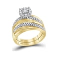 thumbnail image 2 of FB Jewels 10kt Yellow Gold His Hers Round Diamond Solitaire Matching Bridal Wedding Ring Band Set 1/2 Cttw, 2 of 4