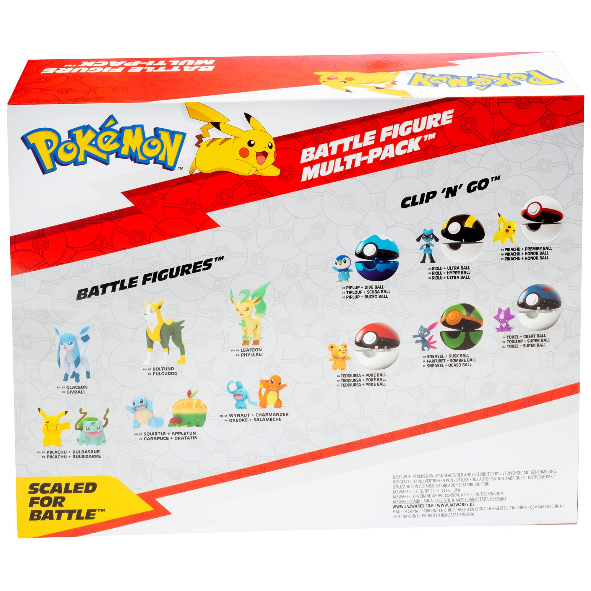 Pokémon Bandai 8 Battle Figures – Pikachu, Evoli (Eevee), Sheepskin (Wooloo), Farfuret (Sneasel), Voltoutou (Yamper), Palarticho (Sirfetch'd), Ponyta ( Ponyta), Morpeko - PKW0185