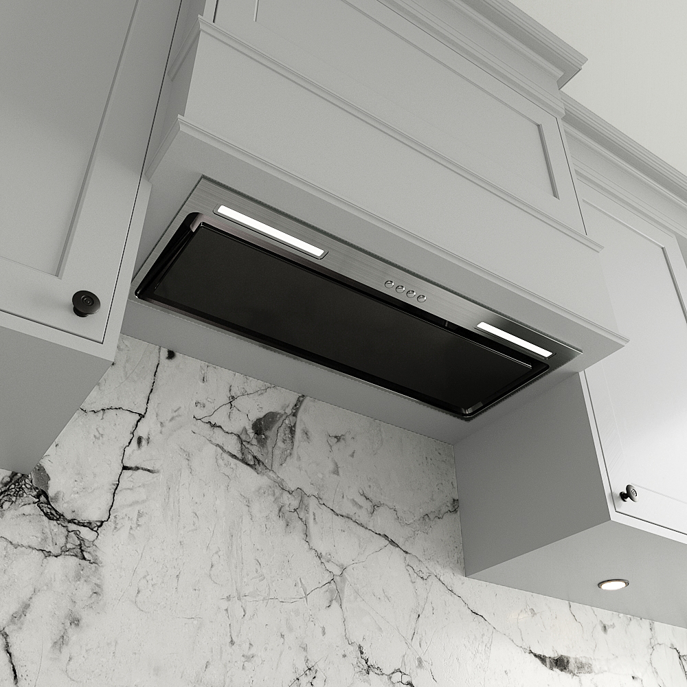 Streamline 28 in. Curino Ductless Insert 350 CFM Range Hood in Glossy Black with Mesh Filters, Electronic Button Control, LED Lights