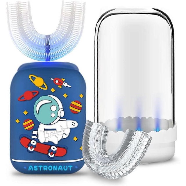 Brosse à Dents Rechargeable pour Enfants, Brosses à Dents Électriques avec Gobelet de Rinçage, Brosse Ultrasonique Automatique en Forme de U pour Enfants de 2 à 6 Ans, Résistante à l'Eau, 5 Nettoyages