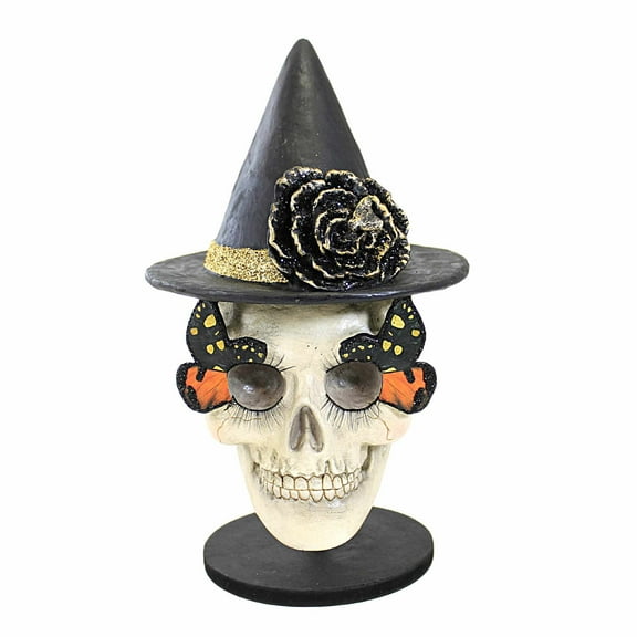 Bethany Lowe Moth Skull - One Figurine 11.5 Inch, Polyresin - Halloween Butterfly Witches Hat Td2227
