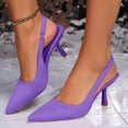thumbnail image 2 of Slingback Kitten Heels for Women Solid Color Pointed Closed Toe Elastic Band Slides Wedding Prom Party Dress Shoes Pumps Purple Size 9, 2 of 7