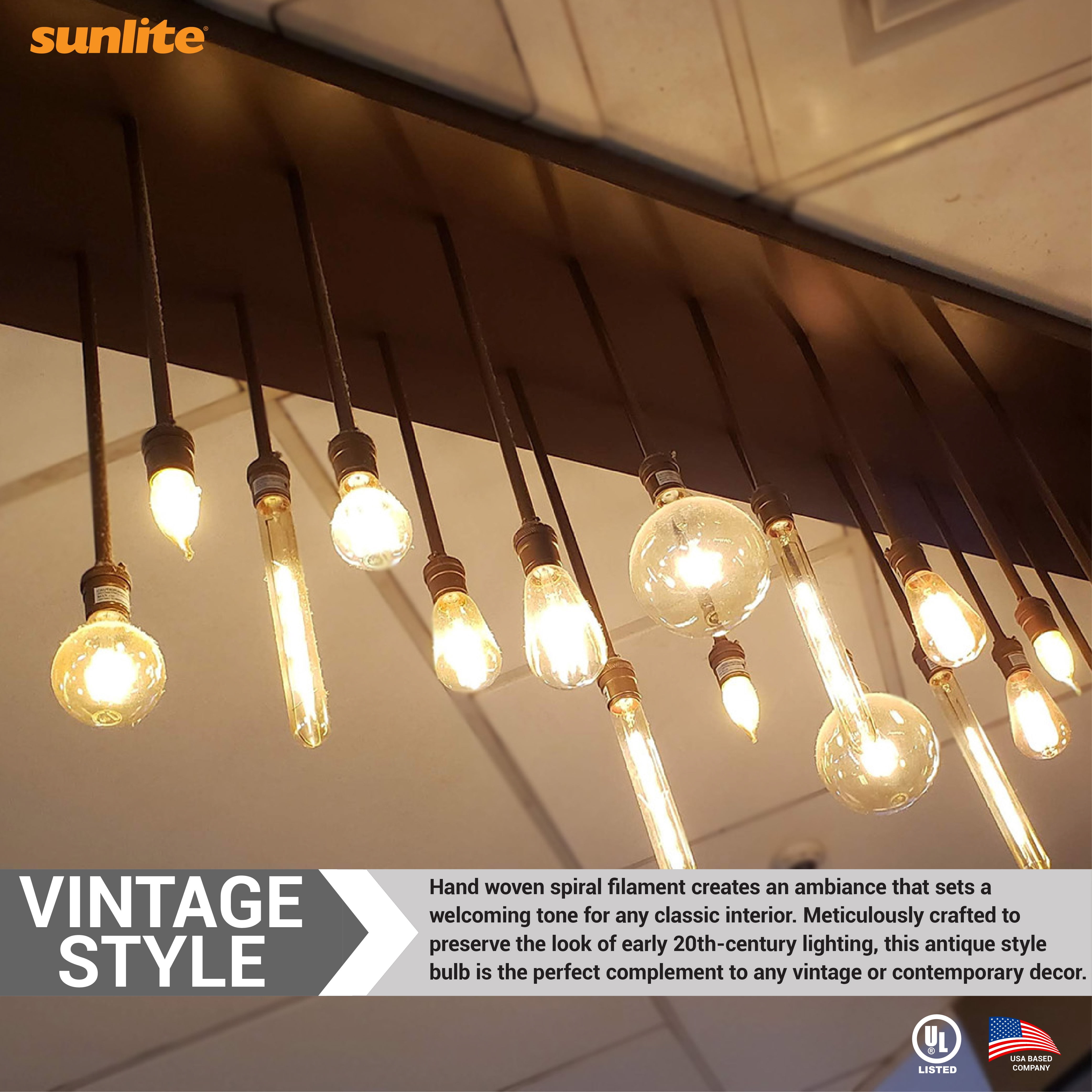 Sunlite LED Filament T10 Tubular Light Bulb, 6 Watts (60W Equivalent), Medium E26 Base, Dimmable, Clear, ETL Listed, 2700K Soft White, 6-Pack
