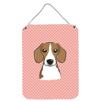Carolines Treasures BB1239DS1216 Checkerboard Pink Beagle Wall and Door Hanging Prints