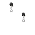 thumbnail image 2 of Delight Jewelry Silvertone Mini Clear Crystal Star Black Crystal Clip on Earrings, 2 of 5