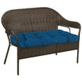 thumbnail image 3 of Jordan Manufacturing 44" x 18" Harlow Lapis Blue Crosshatch Rectangular Tufted Contoured Outdoor Wicker Settee Bench Cushion, 3 of 12