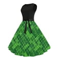 thumbnail image 2 of Brilliant St. Patrick's Day Dress Fashion Women Summer Square Neck St. Patrick Clover Printing Loose Sleeveless Dress Green Dresses 2024(Black,XL), 2 of 4