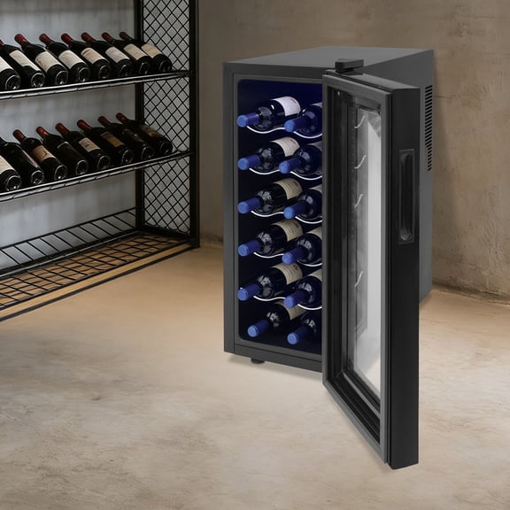 12 Bottle Thermoelectric Wine Fridge 33L Cooler 55W Vibration-Free 39dB Black