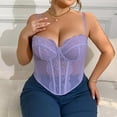 thumbnail image 4 of Women's Trendy Sexy Mesh Sheer Lace Spaghetti Strap Going Out Slimming Bustier Corset Bodysuit With Built In Bra Plus Size XL-4XL, 4 of 7