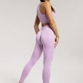 thumbnail image 4 of Conjunto de entrenamiento para mujer, 2 piezas, sujetador deportivo sin costuras, cintura alta, conjunto de polainas de yoga para correr, color morado M, 4 of 6