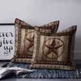thumbnail image 2 of 18x18 Pillow Covers Set of 2, Western Farmhouse Throw Pillow Covers Decorative Couch Cushion Case, Primitive Rustic Country Retro Texas Star Microfiber Square Pillowcases for Bedroom Car Living Room, 2 of 7