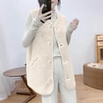 thumbnail image 4 of Women Attumn Winter Solid Composite Vest Jacket Sleeveless Pocket Two Ways Wear Outerwear Long Womens Coats Womens Sleeveless Long Vest Sleeveless Swallowtail Half Zip Vest Womens Fall Outfits Cute, 4 of 6