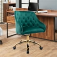 thumbnail image 2 of Swivel Velvet Upholstered Home Office Desk Chair, Ergonomic Adjustable Chair, Modern Leisure Chair, Green, 2 of 7