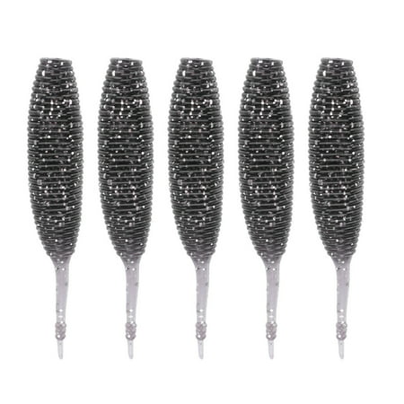 Bienvenido 5pcs Fishing Lures Lifelike Worm Soft Baits T Tail Swimbaits Set Angler Accessory (Black)