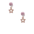 thumbnail image 2 of Delight Jewelry Rose Goldtone AB Crystal Lucky Star Pink Crystal Clip on Earrings, 2 of 5