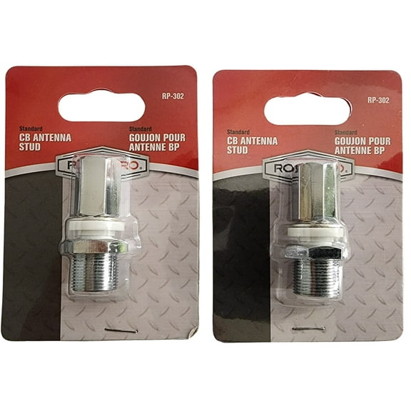 Lot of 2 RoadPro RP-302 Chrome 3/8x24 Studs for CB and Amateur Radio Antennas
