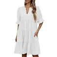 thumbnail image 2 of Ahuyic Womens Summer Casual Dress,Womens Plus Size Dress,Womens Solid Color And Linen Sleeveless Large Dress,White,XXL, 2 of 5
