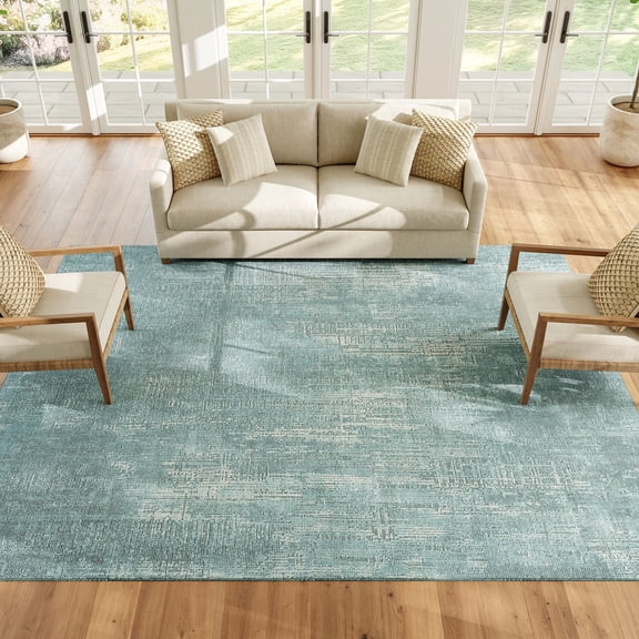 Nourison Botanical Washables 7'6" x 9'10" Green Modern Indoor Flatweave Rug