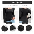 thumbnail image 6 of CYU SHOP White Long Sleeve Shirts for Women Plus Size Fall Long Sleeve Stretch Slim Round Neck Ribbed Basic Shirts(XX-Large，01 White）, 6 of 7