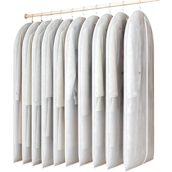 SaKAGURO 10 pack 39" Clear Garment Bags, Clothing Dust Covers, Suit Bags for Closet Storage and Travel for Coat, Sweater, Shirts, Jacket