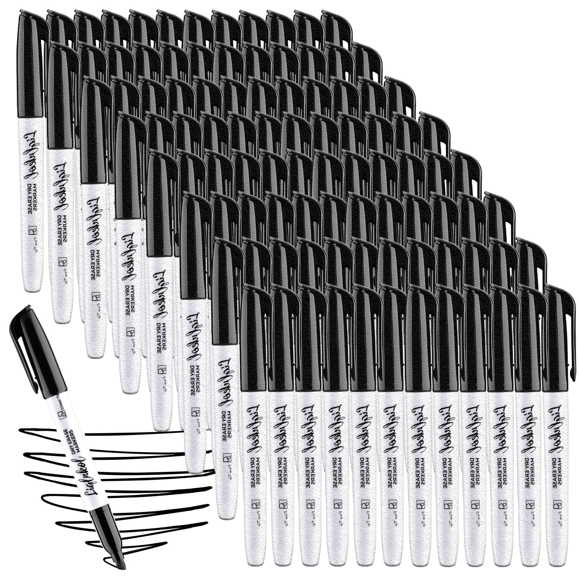 Dry Erase Markers with Fine Tip, Liqinkol Bulk Pack of 48 with Black,  Whiteboard Markers Bulk with Low Odor, Office Supplies for School Office or  Home 
