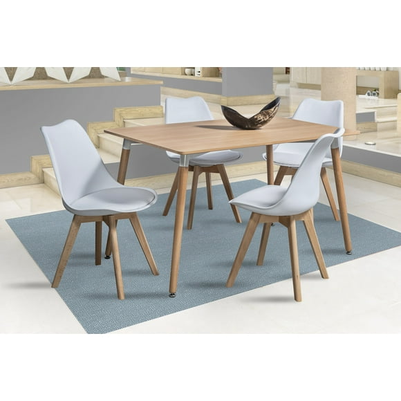 Comedor MOBILKRAFT Rex 4 Sillas Rectangular Madera Estilo Contemporáneo Natural y Blanco