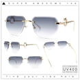 thumbnail image 2 of Cheetah Ring Jewel Arm Rimless Rectangular Bevel Lens Sunglasses Gold - Smoke, 2 of 8